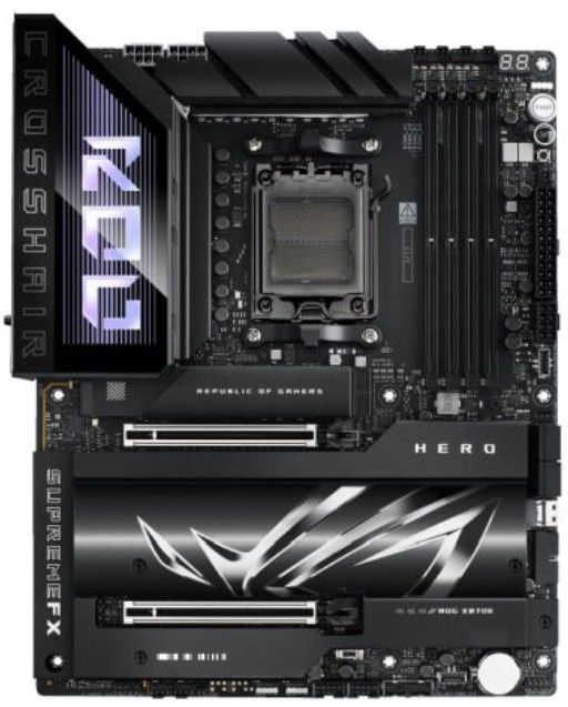 Asus ROG CROSSHAIR X870E HERO, AMD X870E, AM5, ATX, 4 DDR5, HDMI, 2 USB4, Wi-Fi 7, 5G &amp; 2.5G LAN, PD 60W, RGB, 5x M.2