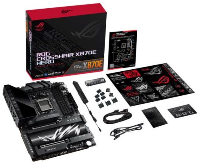 Asus ROG CROSSHAIR X870E HERO, AMD X870E, AM5, ATX, 4 DDR5, HDMI, 2 USB4, Wi-Fi 7, 5G &amp; 2.5G LAN, PD 60W, RGB, 5x M.2