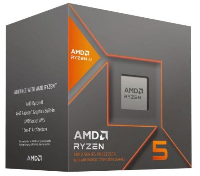 AMD Ryzen 5 8600G with Wraith Stealth Cooler, AM5, Up to 5.0GHz, 6-Core, 65W, 22MB Cache, 4nm, 8th Gen, Radeon Graphics