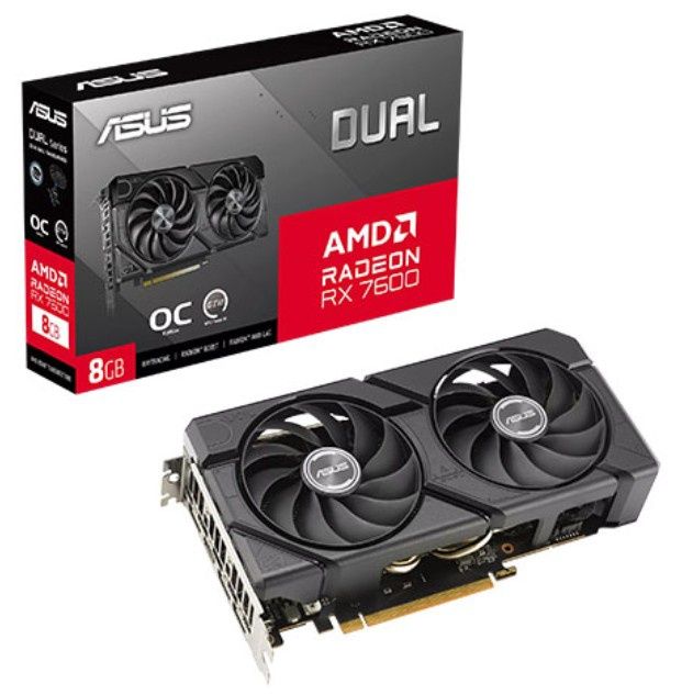 Asus DUAL RX7600 EVO OC, 8GB DDR6, HDMI, 3 DP, 2715MHz Clock, Overclocked