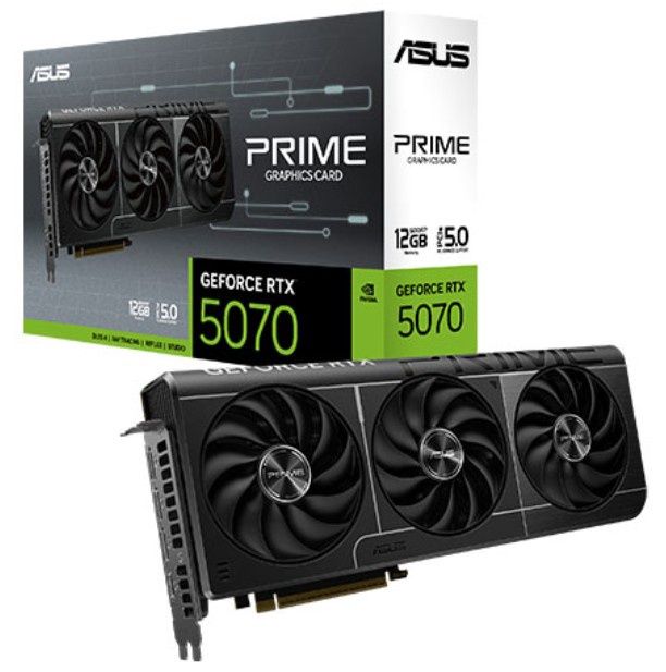 Asus PRIME RTX5070, PCIe5, 12GB DDR7, HDMI, 3 DP, 2542MHz Clock, Compact SFF-Ready
