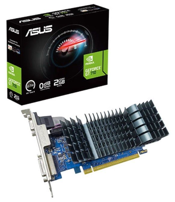 Asus GT710 EVO, 2GB DDR5, VGA, DVI, HDMI, Silent, 954MHz Clock, Low Profile (Bracket Included)