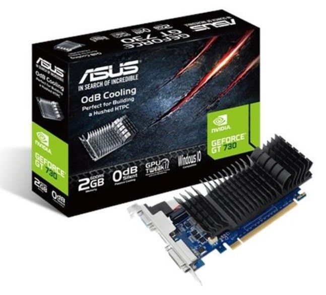 Asus GT730, 2GB DDR5, PCIe2, VGA, DVI, HDMI, Silent, Low Profile (Bracket Included)