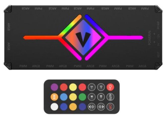 Vida 10-Port PWM ARGB Fan Hub with Remote Control, SATA Powered
