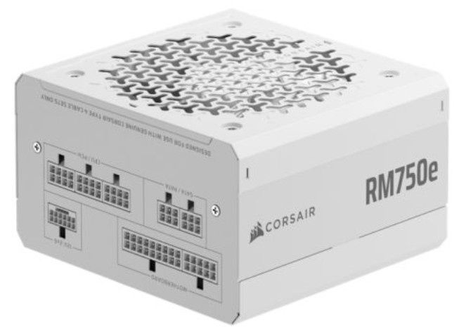 Corsair 750W RMe Series RM750e PSU, Fully Modular, Low-Noise, Cybenetics Gold, Zero RPM Mode, ATX 3.1, PCIe 5.1, White