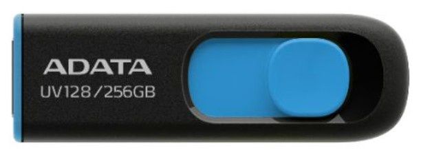 ADATA 256GB UV128 USB 3.0 Memory Pen, Retractable, Capless, Black &amp; Blue