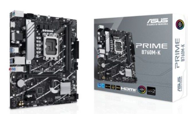 Asus PRIME B760M-K, Intel B760, 1700, Micro ATX, 2 DDR5, VGA, HDMI, 2.5G LAN, PCIe4, 2x M.2