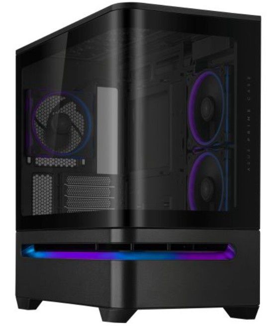 Asus Prime AP202 ARGB Gaming Case w/ Curved Glass Panel, Micro ATX, 3x ARGB Fans, ARGB Light Band, 420mm GPU Support, USB-C 20Gbps, Black