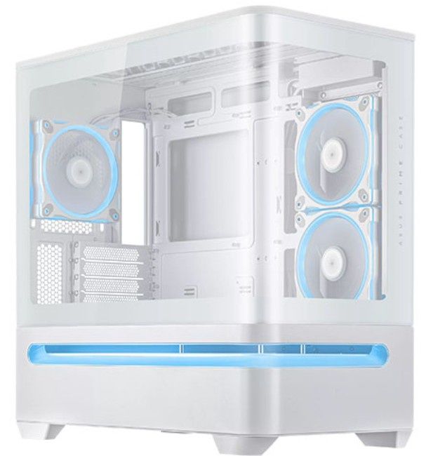 Asus Prime AP202 ARGB Gaming Case w/ Curved Glass Panel, Micro ATX, 3x ARGB Fans, ARGB Light Band, 420mm GPU Support, USB-C 20Gbps, White