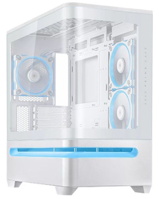 Asus Prime AP202 ARGB Gaming Case w/ Curved Glass Panel, Micro ATX, 3x ARGB Fans, ARGB Light Band, 420mm GPU Support, USB-C 20Gbps, White
