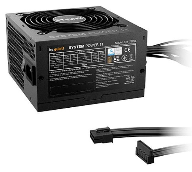 Be Quiet! 750W System Power 11 PSU, 80+ Bronze, Fully Wired, Temp-Controlled Fan, ATX 3.1, PCIe 5.1