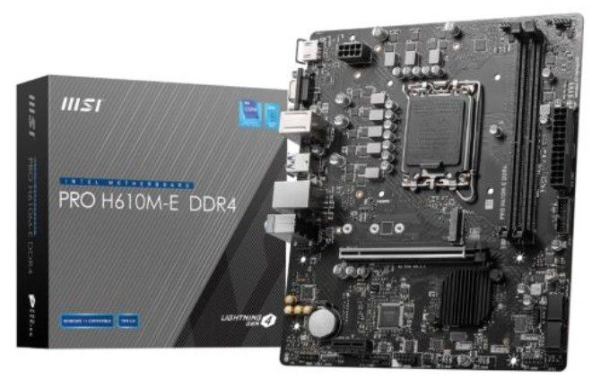 MSI PRO H610M-E DDR4, Intel H610, 1700, Micro ATX, 2 DDR4, VGA, HDMI, GB LAN, 1x M.2