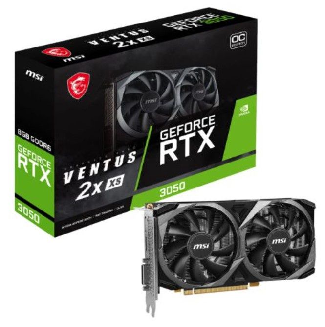 MSI RTX3050 VENTUS 2X XS 8G OC, PCIe4, 8GB DDR6, DVI, HDMI, DP, 1807MHz Clock, Overclocked