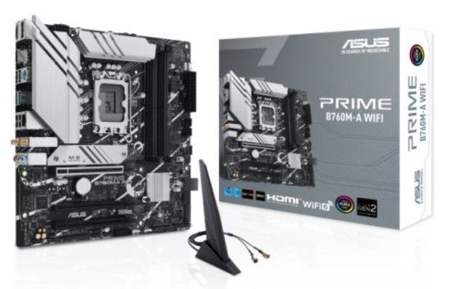 Asus PRIME B760M-A WIFI, Intel B760, 1700, Micro ATX, 4 DDR5, 2 HDMI, DP, Wi-Fi 6, 2.5G LAN, PCIe4, 2x M.2