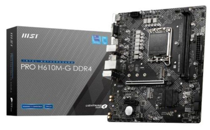 MSI PRO H610M-G DDR4, Intel H610, 1700, Micro ATX, 2 DDR4, VGA, HDMI, DP, GB LAN, 1x M.2