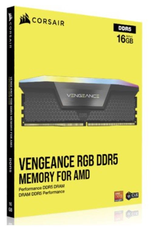 Corsair Vengeance RGB 32GB Kit (2 x 16GB), DDR5, 6000MHz (PC5-48000), CL30, 1.4V, PMIC, AMD Optimised, DIMM Memory
