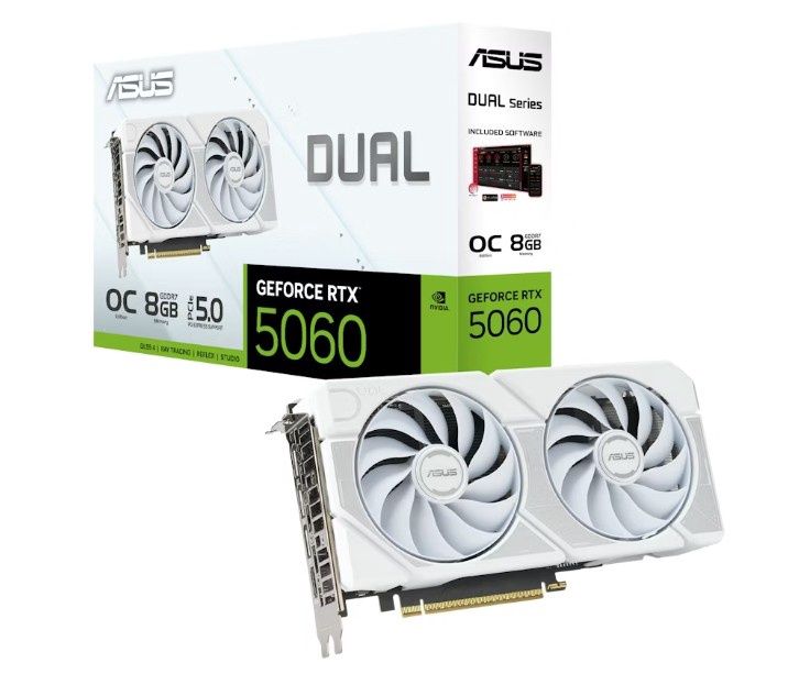 ASUS GeForce RTX 5060 Dual OC White (8GB GDDR7/PCI Express 5.0/2565MHz/28000MHz)