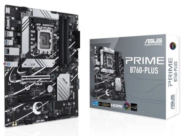 Asus PRIME B760-PLUS, Intel B760, 1700, ATX, 4 DDR5, VGA, HDMI, DP, 2.5G LAN, PCIe5, 3x M.2