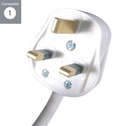 connektgear 5m 6 Way Power Extension Block - UK Plug to 6 x UK Sockets - White