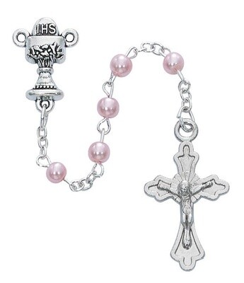 FC Pink Pearl Comm Rosary IN