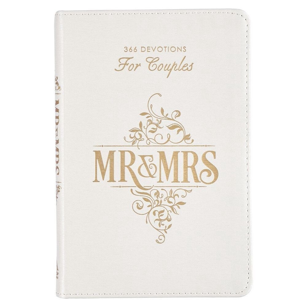 Mr &amp; Mrs 366 Devotions for Couples White Faux Leather Devotional