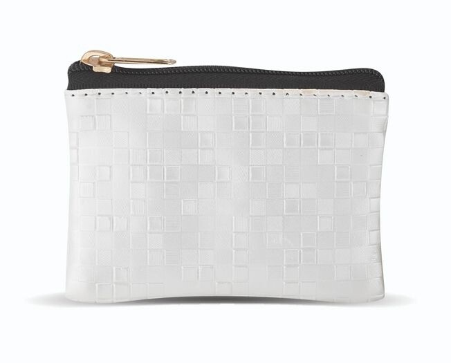 Pearl White Checked Rosary Case