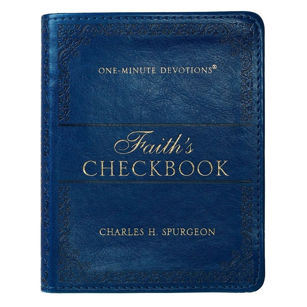 Faith's Checkbook Navy Blue Faux Leather One-Minute Devotions