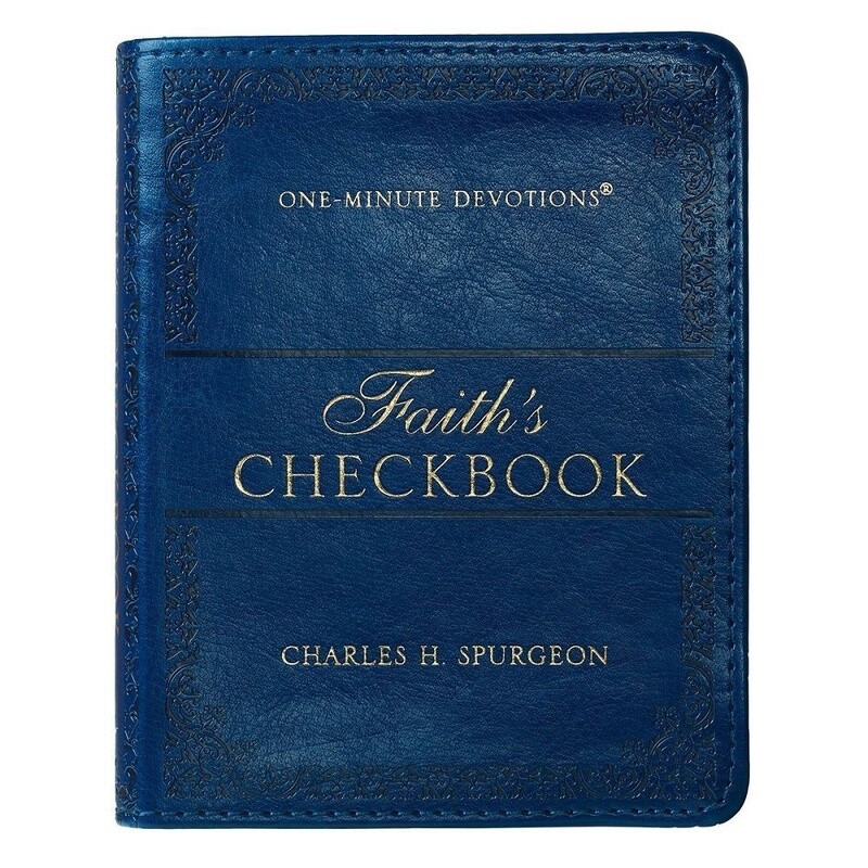 Faith&#39;s Checkbook Navy Blue Faux Leather One-Minute Devotions