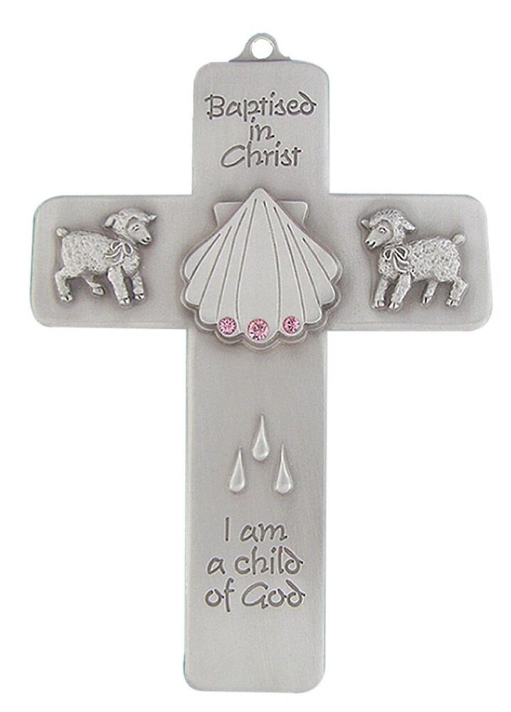 5&quot; Baptismal Wall Cross Pink