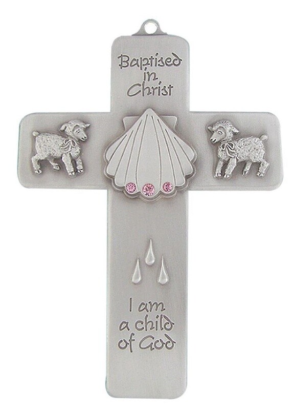 5&quot; Baptismal Wall Cross Pink