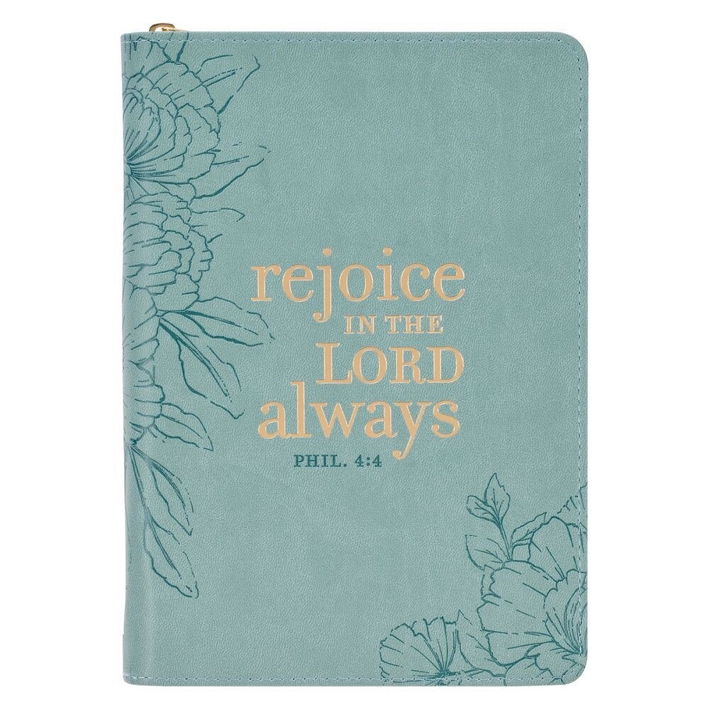 Journal Teal Rejoice Zipper