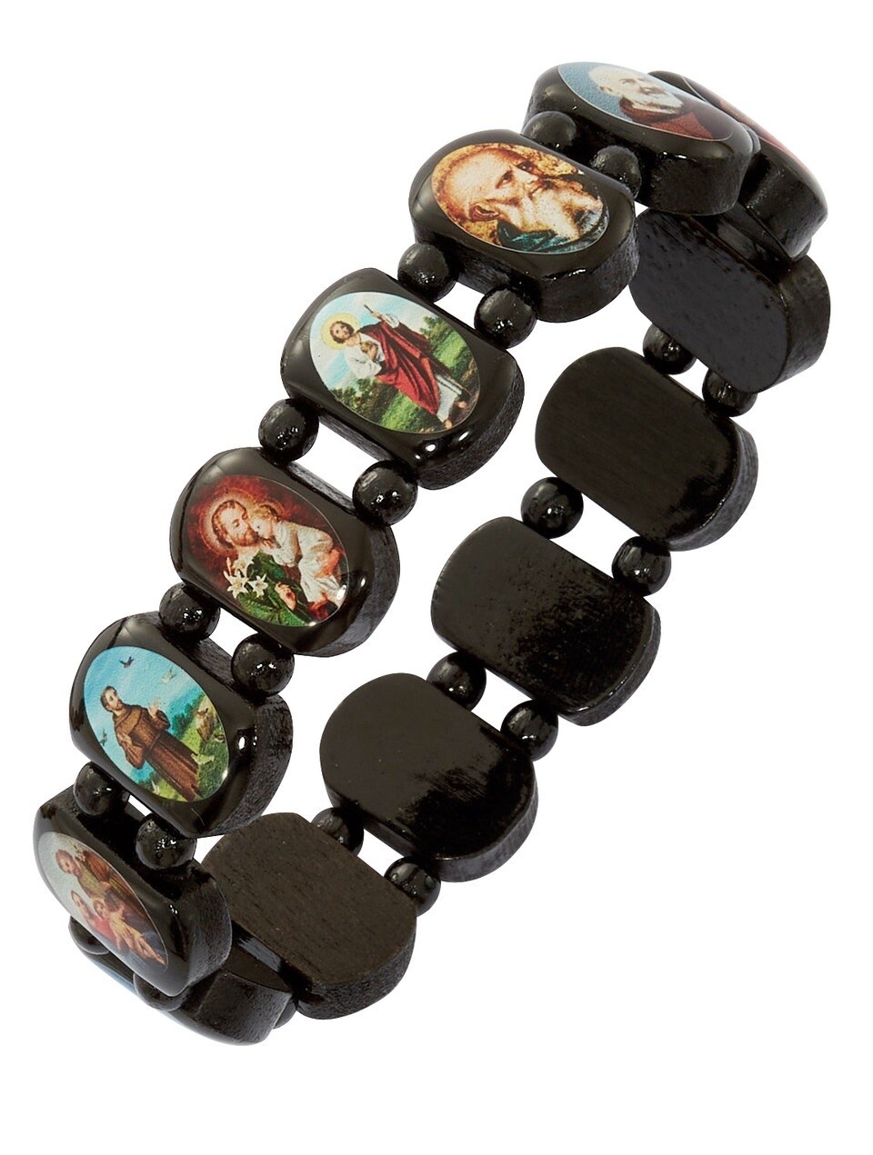 Men&#39;s Size Wood Saint Bracelet