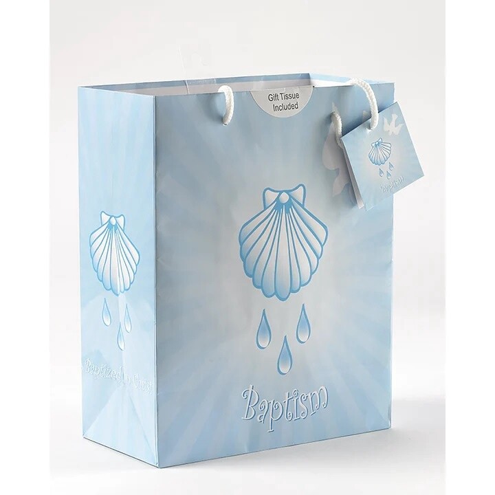 Small Baptism boy Gift Bag w/Tissue