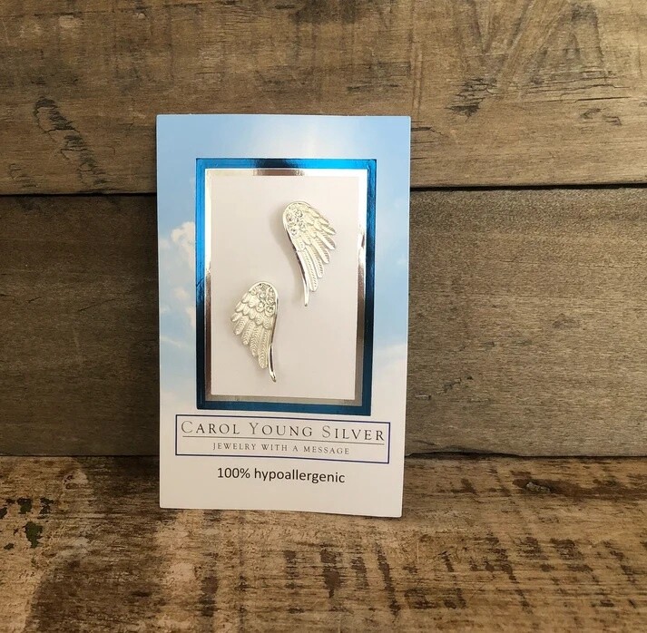 Angel Wings Earrings Post Silver
