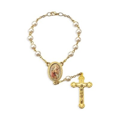 6mm St. Christopher Pearl Bead Auto Rosary