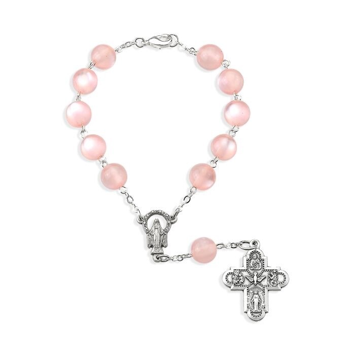 Round Rose Glass Bead Auto Rosary