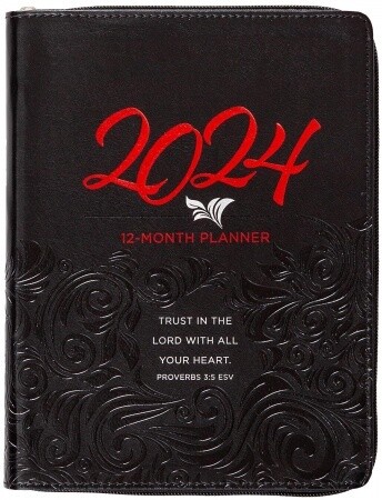 2024 Planner: Trust in The Lord (Black, Zip-Around)
