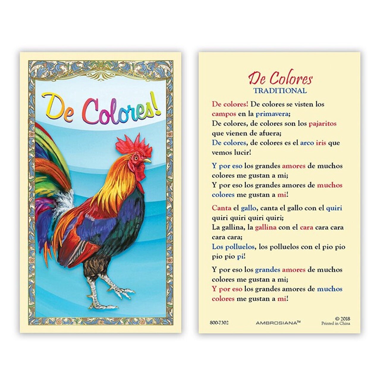 Cursillo De Colores Laminated Holy Card - 25/pk Cursillo De Colores Laminated Holy Card - 25/pk