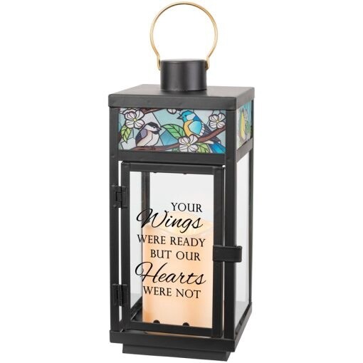 "Wings Were Ready" Stained Glass Top Lantern