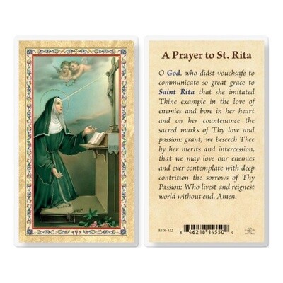 Prayer to St. Rita Laminated Holy Card
