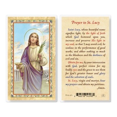 Prayer to St. Lucy Laminated Holy Card