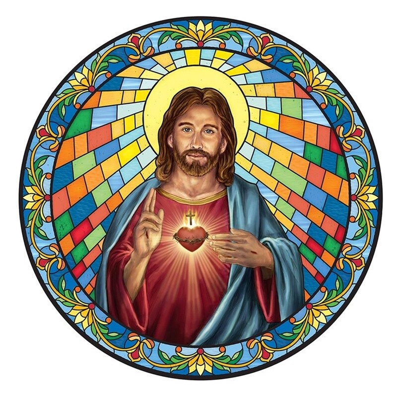Sacred Heart Stained Glass Static Decal