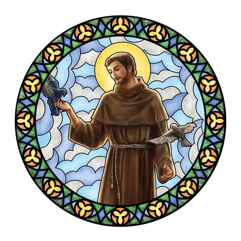 St. Francis Stained Glass Static Decal