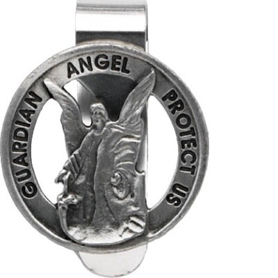 Round Guardian Angel Protect Us Visor Clip