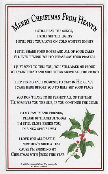 Merry Christmas From Heaven Bookmark