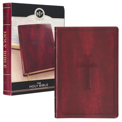 KJV Large Print Thinline Bible (Burgundy Cross, Indexed)