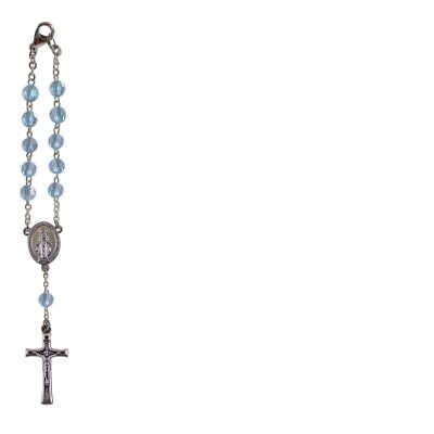 MARCH BIRTHSTONE CAR CHARM ROSARY