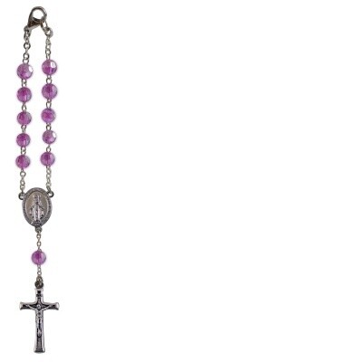 FEBRUARY BIRTHSTONE CAR CHARM ROSARY