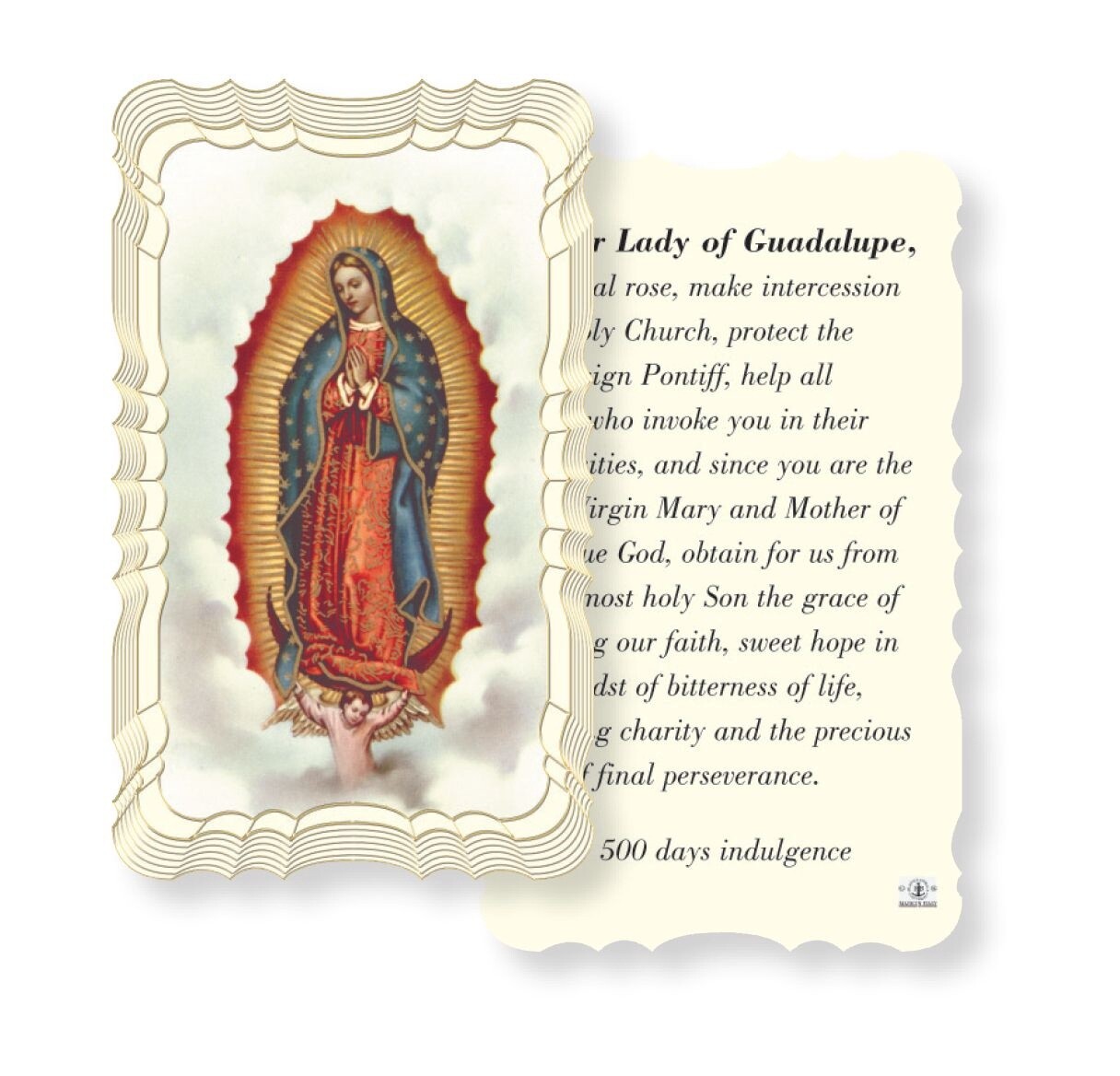 Our Lady of Guadalupe Mystical Rose Holy Card