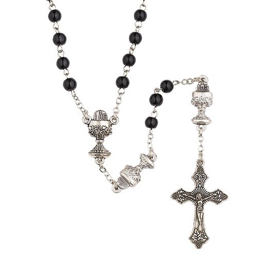 18.5&quot;L Black Communion Rosary w/ Chalice Decades